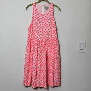 J. Crew Floral Embroidered Halter Neck Dress Size 12 Fit & Flare Pockets Lined
